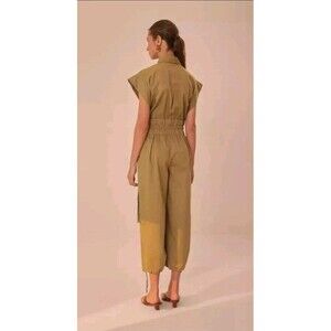 FARM RIO Olive Green Cotton Utility Camp Harem Drawstring Pants Jumpsuit XL